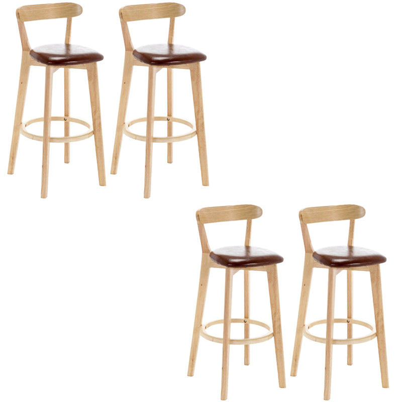 Industrial Backrest Counter Stool Rubber Wood Cafe Bar Stool with Cushion and Pedal