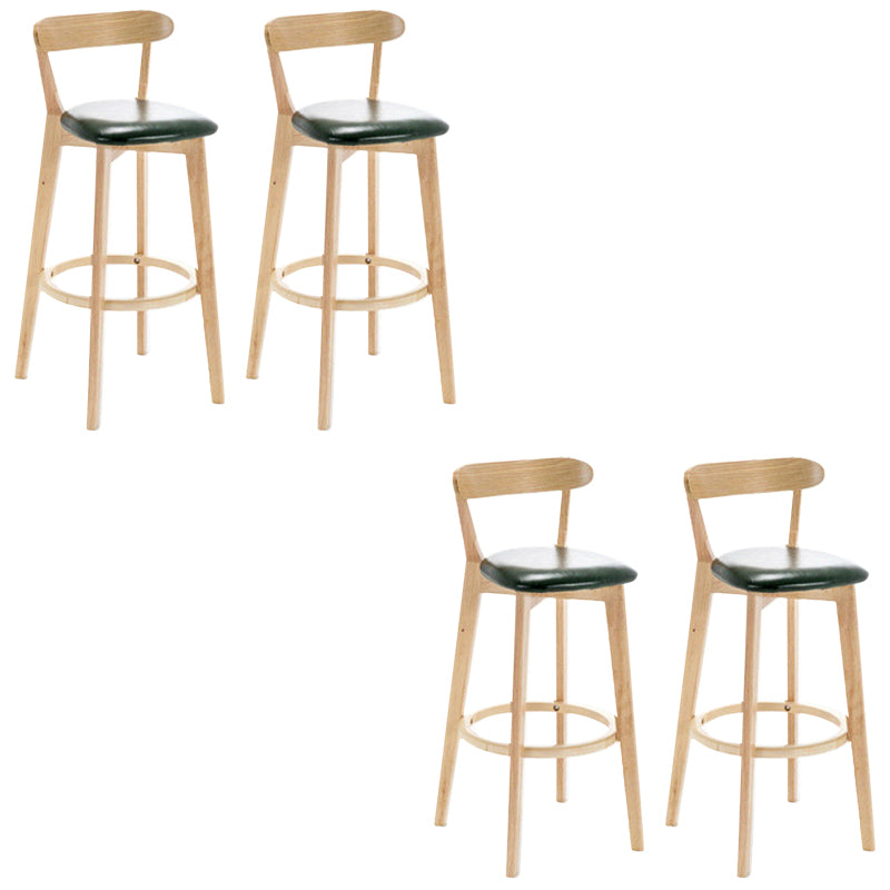 Industrial Backrest Counter Stool Rubber Wood Cafe Bar Stool with Cushion and Pedal