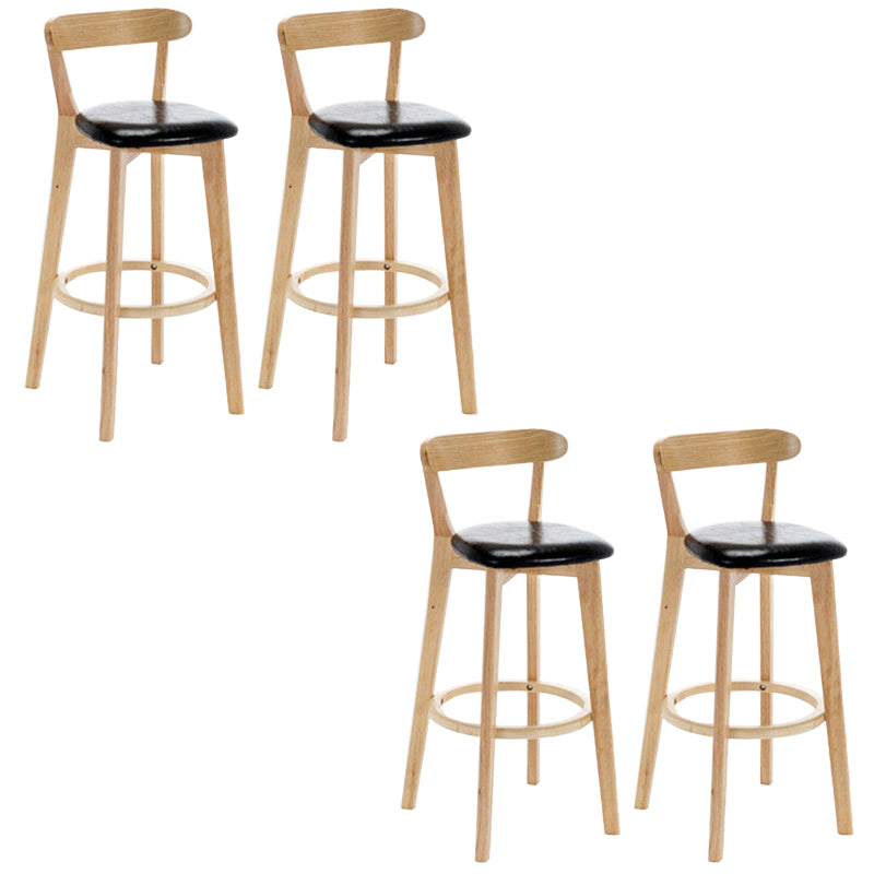 Industrial Backrest Counter Stool Rubber Wood Cafe Bar Stool with Cushion and Pedal