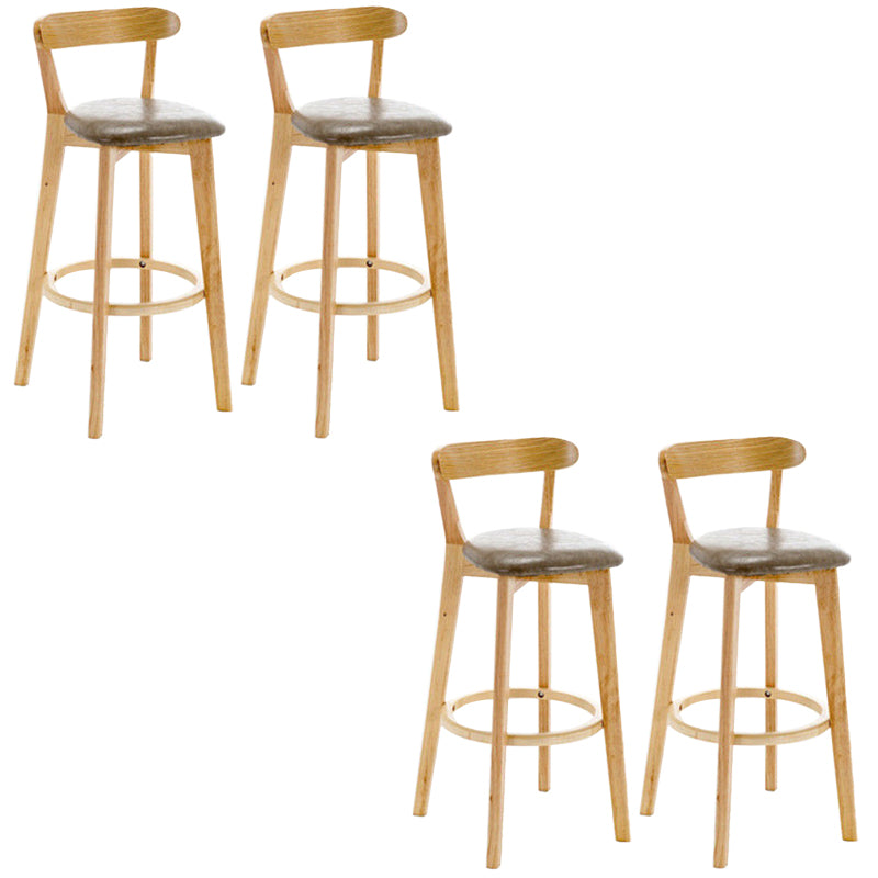 Industrial Backrest Counter Stool Rubber Wood Cafe Bar Stool with Cushion and Pedal