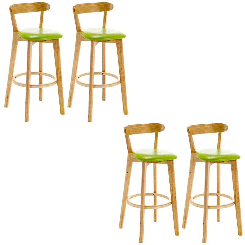 Industrial Backrest Counter Stool Rubber Wood Cafe Bar Stool with Cushion and Pedal