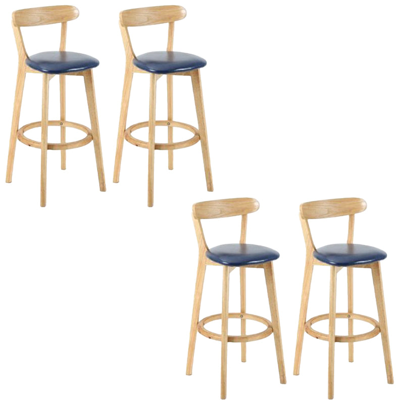 Industrial Backrest Counter Stool Rubber Wood Cafe Bar Stool with Cushion and Pedal
