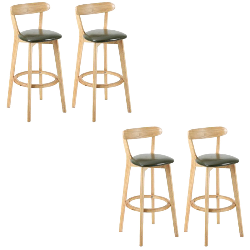 Industrial Backrest Counter Stool Rubber Wood Cafe Bar Stool with Cushion and Pedal