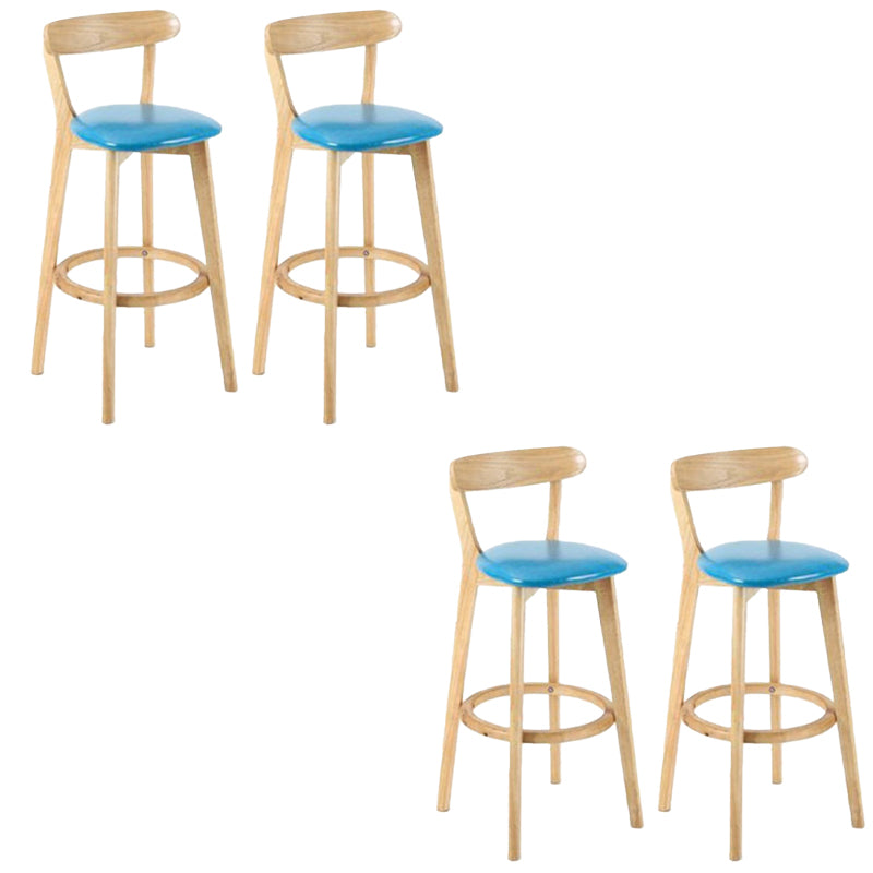 Industrial Backrest Counter Stool Rubber Wood Cafe Bar Stool with Cushion and Pedal