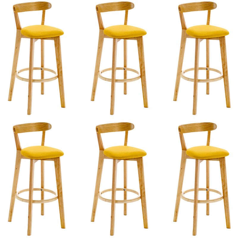 Industrial Backrest Counter Stool Rubber Wood Cafe Bar Stool with Cushion and Pedal