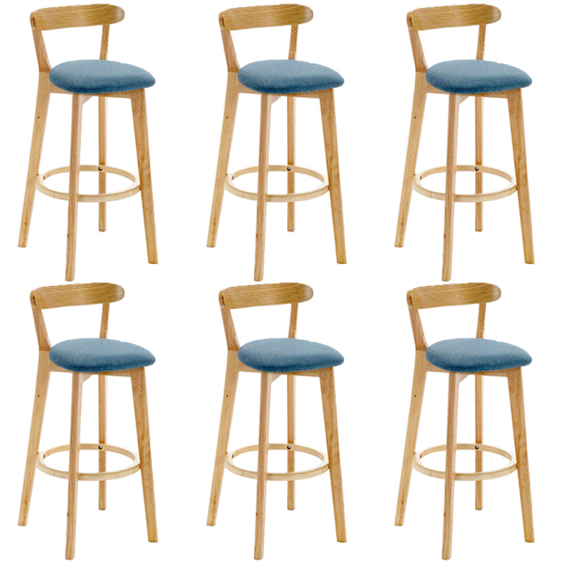 Industrial Backrest Counter Stool Rubber Wood Cafe Bar Stool with Cushion and Pedal