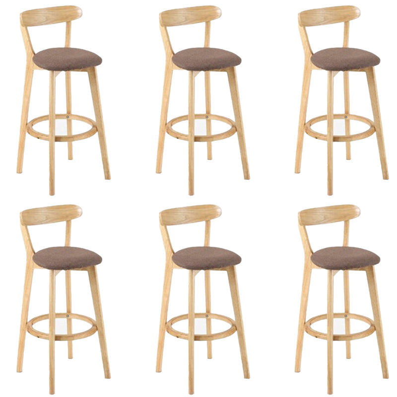 Industrial Backrest Counter Stool Rubber Wood Cafe Bar Stool with Cushion and Pedal