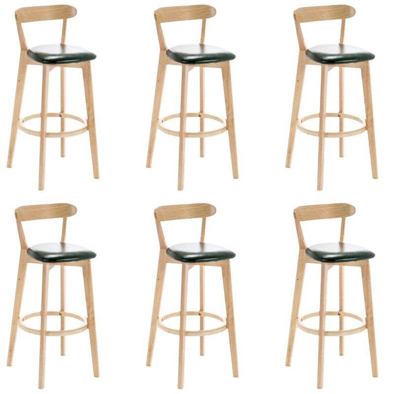 Industrial Backrest Counter Stool Rubber Wood Cafe Bar Stool with Cushion and Pedal