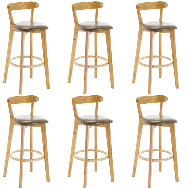 Industrial Backrest Counter Stool Rubber Wood Cafe Bar Stool with Cushion and Pedal