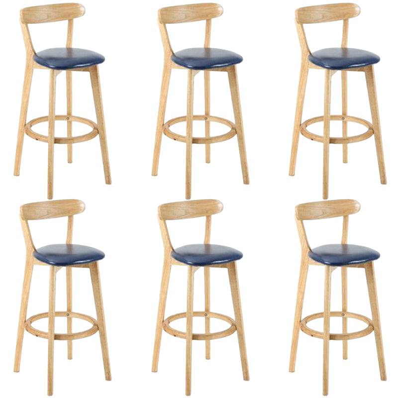 Industrial Backrest Counter Stool Rubber Wood Cafe Bar Stool with Cushion and Pedal
