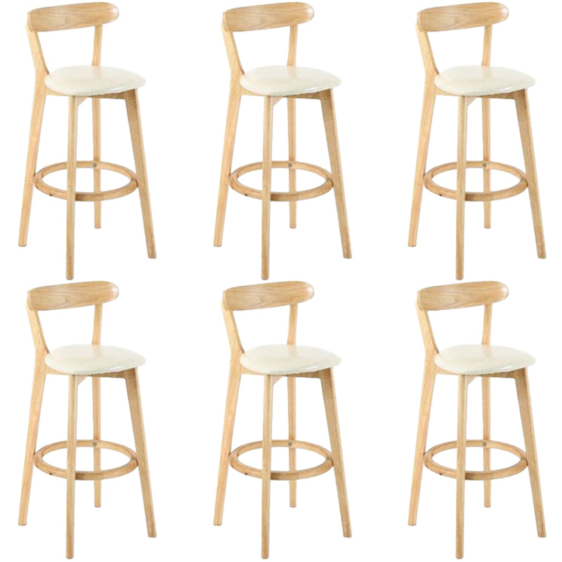 Industrial Backrest Counter Stool Rubber Wood Cafe Bar Stool with Cushion and Pedal