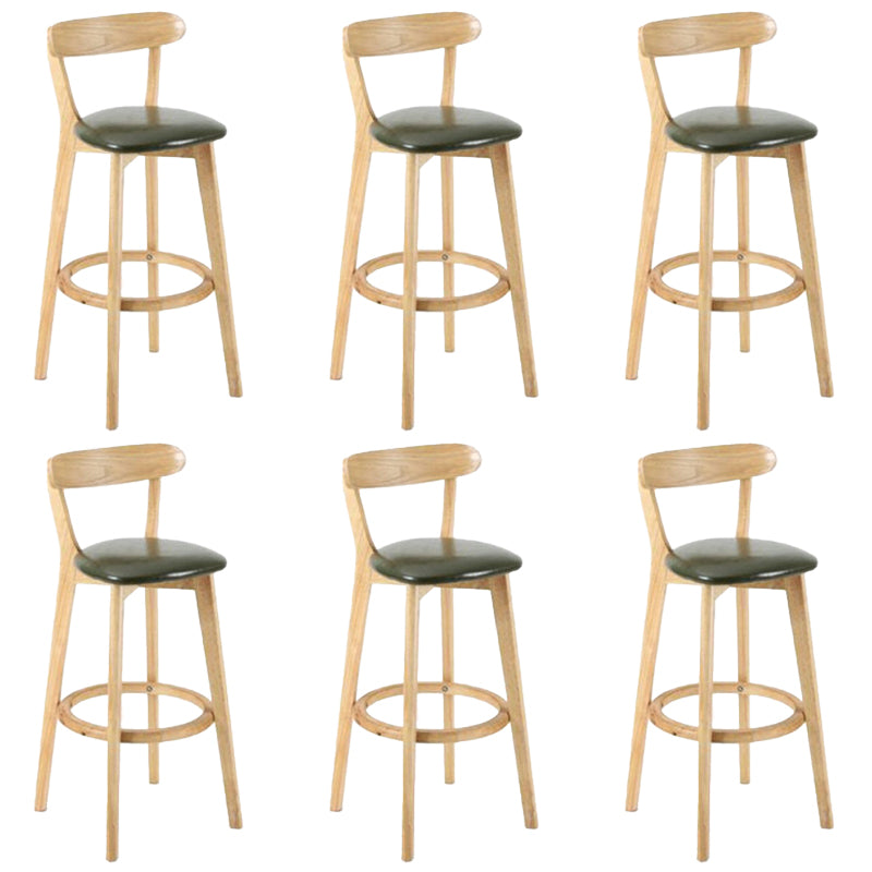 Industrial Backrest Counter Stool Rubber Wood Cafe Bar Stool with Cushion and Pedal