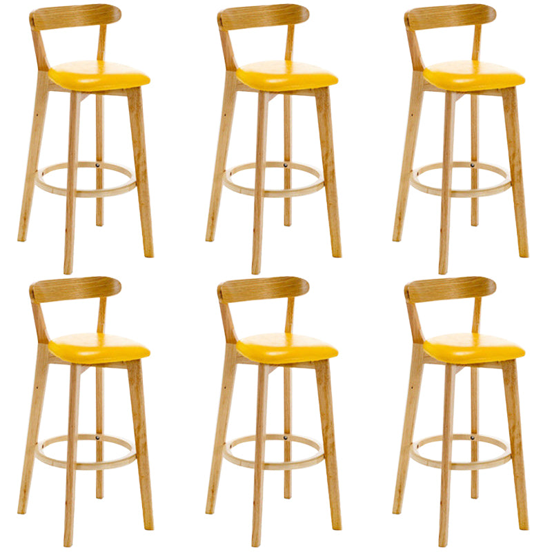 Industrial Backrest Counter Stool Rubber Wood Cafe Bar Stool with Cushion and Pedal