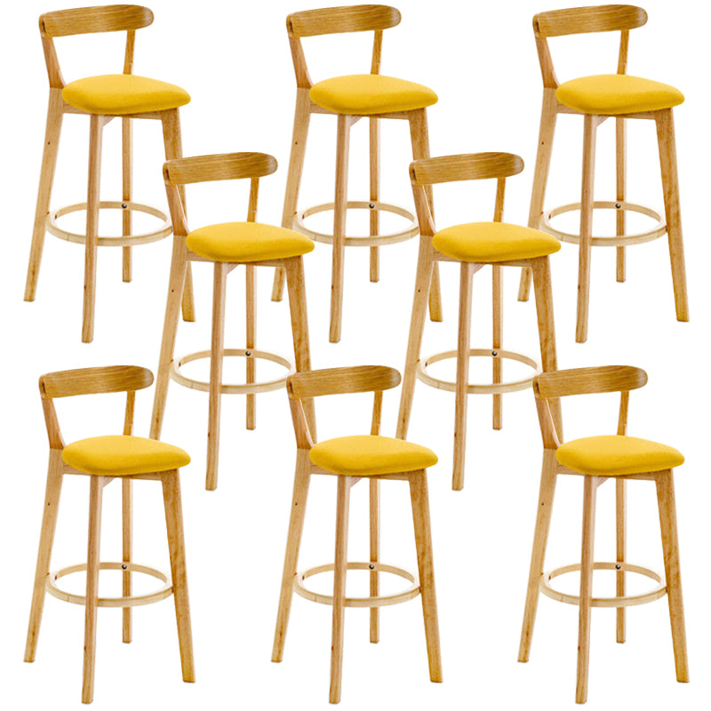 Industrial Backrest Counter Stool Rubber Wood Cafe Bar Stool with Cushion and Pedal