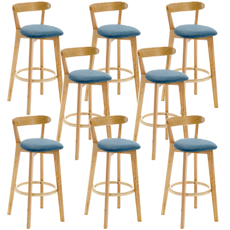 Industrial Backrest Counter Stool Rubber Wood Cafe Bar Stool with Cushion and Pedal