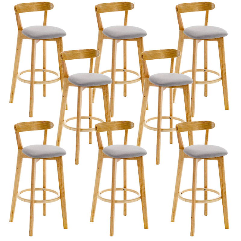 Industrial Backrest Counter Stool Rubber Wood Cafe Bar Stool with Cushion and Pedal