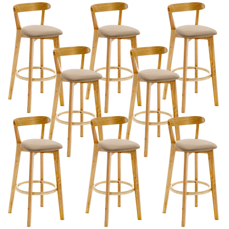 Industrial Backrest Counter Stool Rubber Wood Cafe Bar Stool with Cushion and Pedal