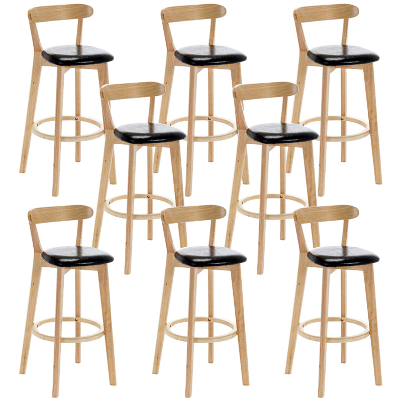 Industrial Backrest Counter Stool Rubber Wood Cafe Bar Stool with Cushion and Pedal
