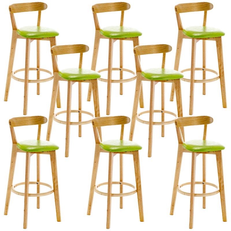 Industrial Backrest Counter Stool Rubber Wood Cafe Bar Stool with Cushion and Pedal