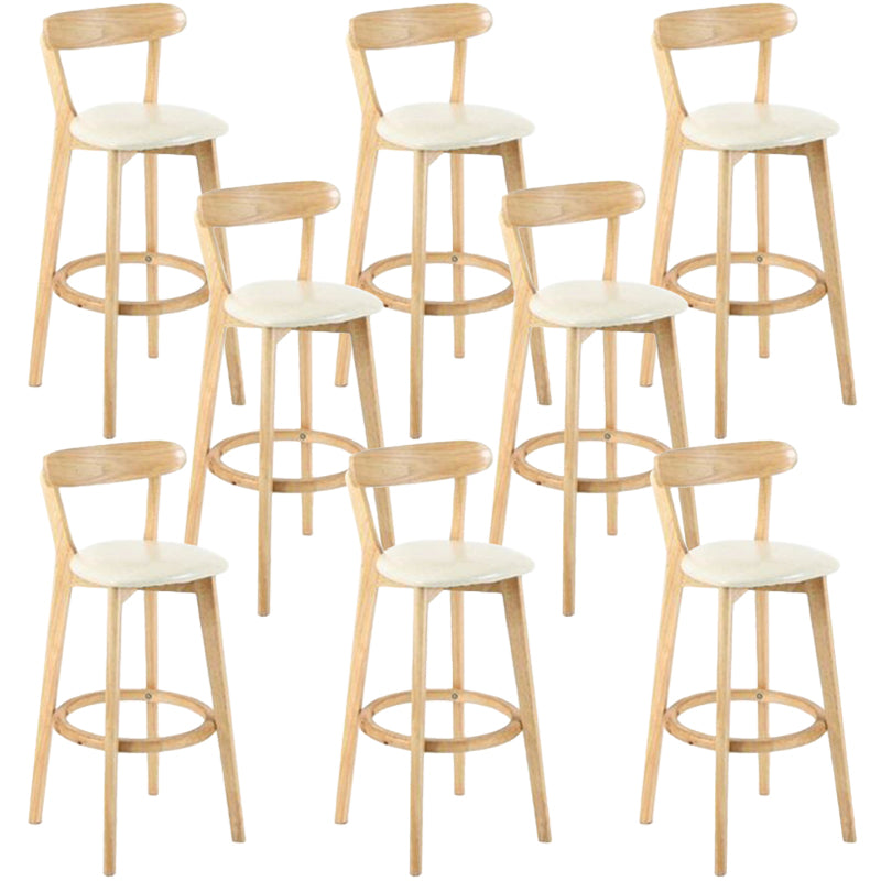 Industrial Backrest Counter Stool Rubber Wood Cafe Bar Stool with Cushion and Pedal