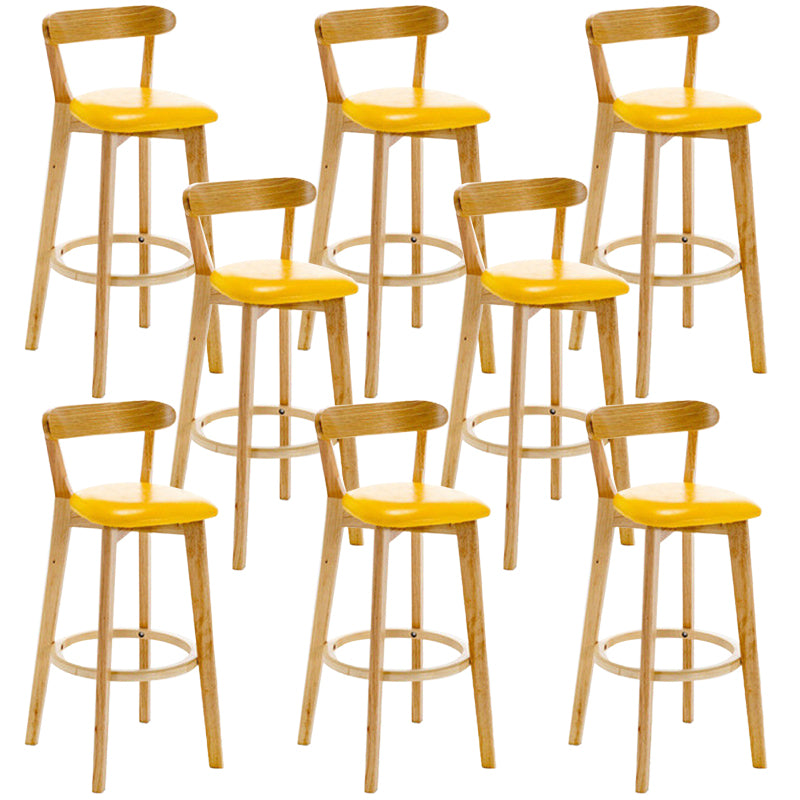 Industrial Backrest Counter Stool Rubber Wood Cafe Bar Stool with Cushion and Pedal