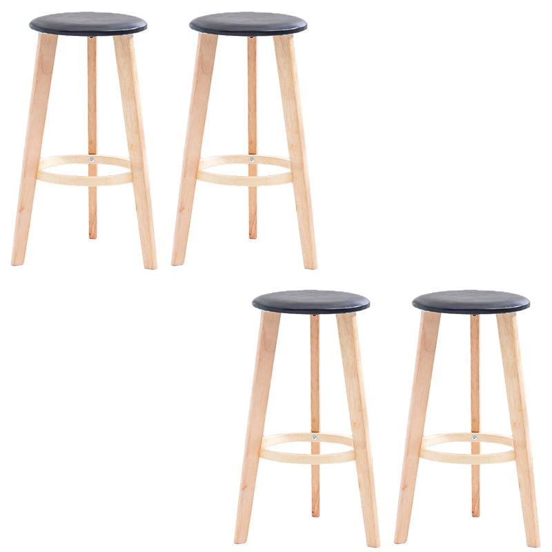 Industrial Style Round Seat Barstool Wooden Counter Bar Stool for Home Use