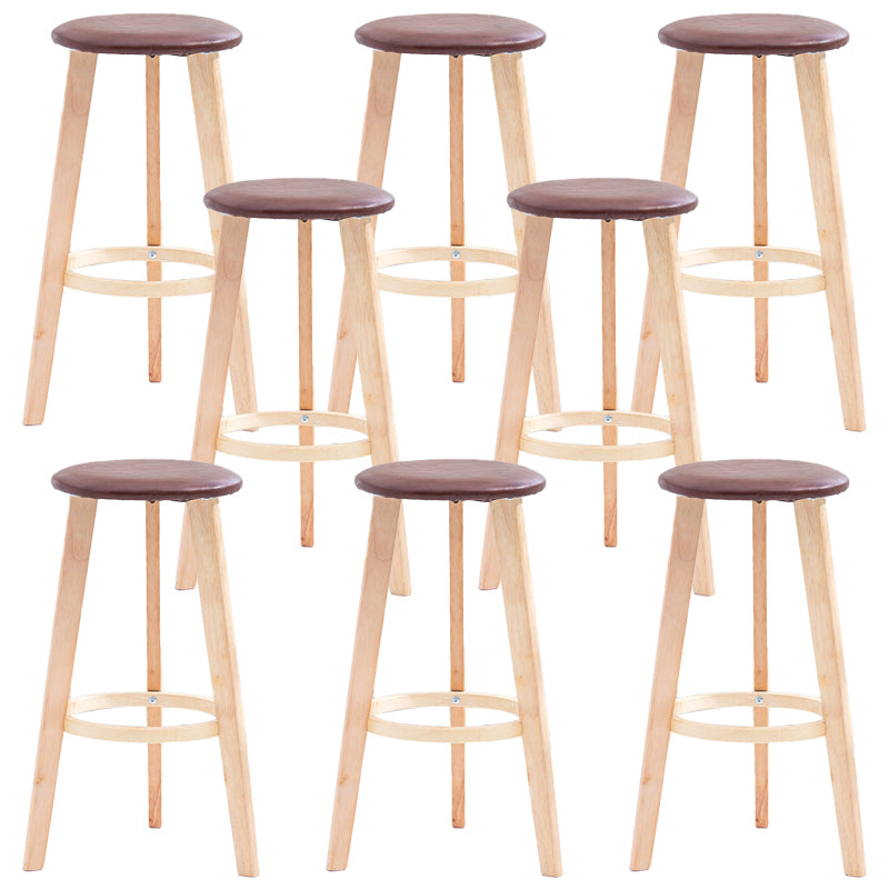 Industrial Style Round Seat Barstool Wooden Counter Bar Stool for Home Use