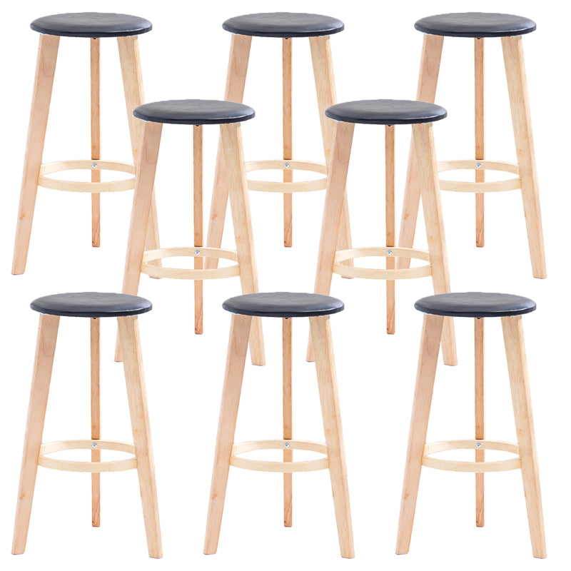 Industrial Style Round Seat Barstool Wooden Counter Bar Stool for Home Use