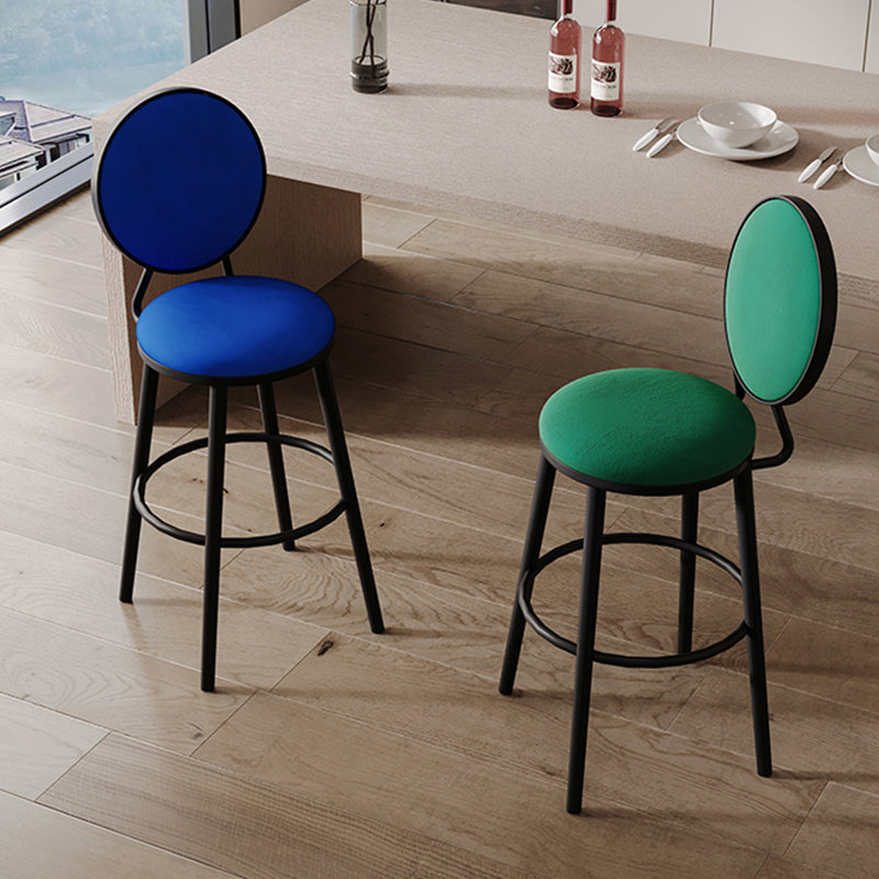 Industrial Backrest Counter Stool Iron Bar Stool with Cushion and Pedal for Kitchen