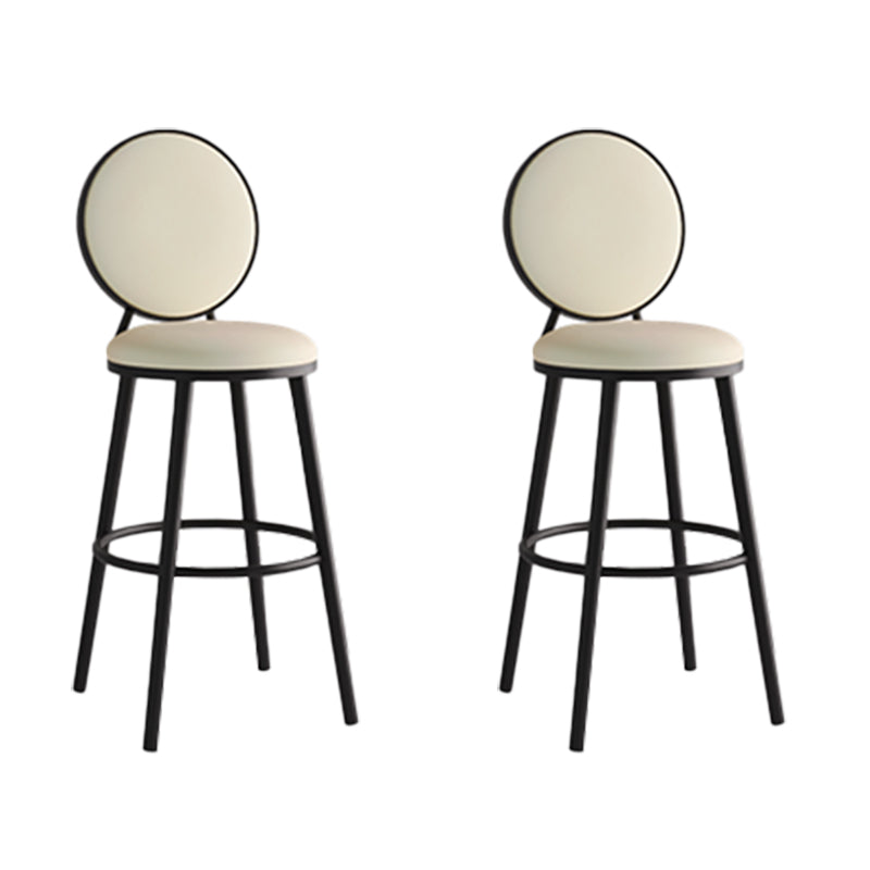 Industrial Backrest Counter Stool Iron Bar Stool with Cushion and Pedal for Kitchen