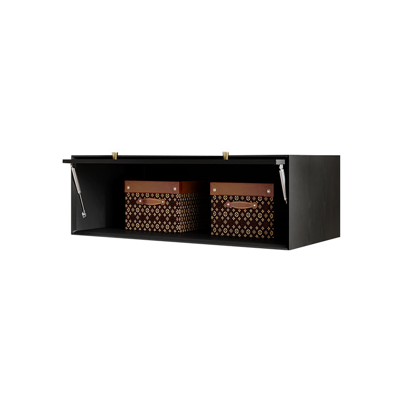 Pine Wood Black Storage Cabinet Modern Cabinet with Glass Doors