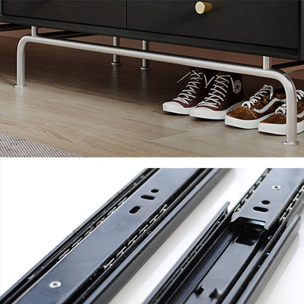 Pine Wood Black Storage Cabinet Modern Cabinet with Glass Doors