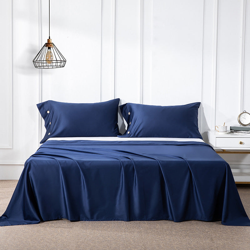 Cotton Soft Bed Sheet Solid Color Wrinkle Resistant Breathable Sheet Set