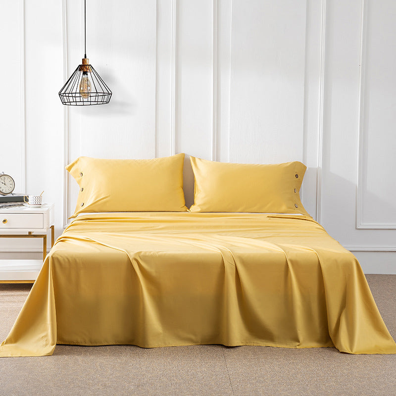 Cotton Soft Bed Sheet Solid Color Wrinkle Resistant Breathable Sheet Set