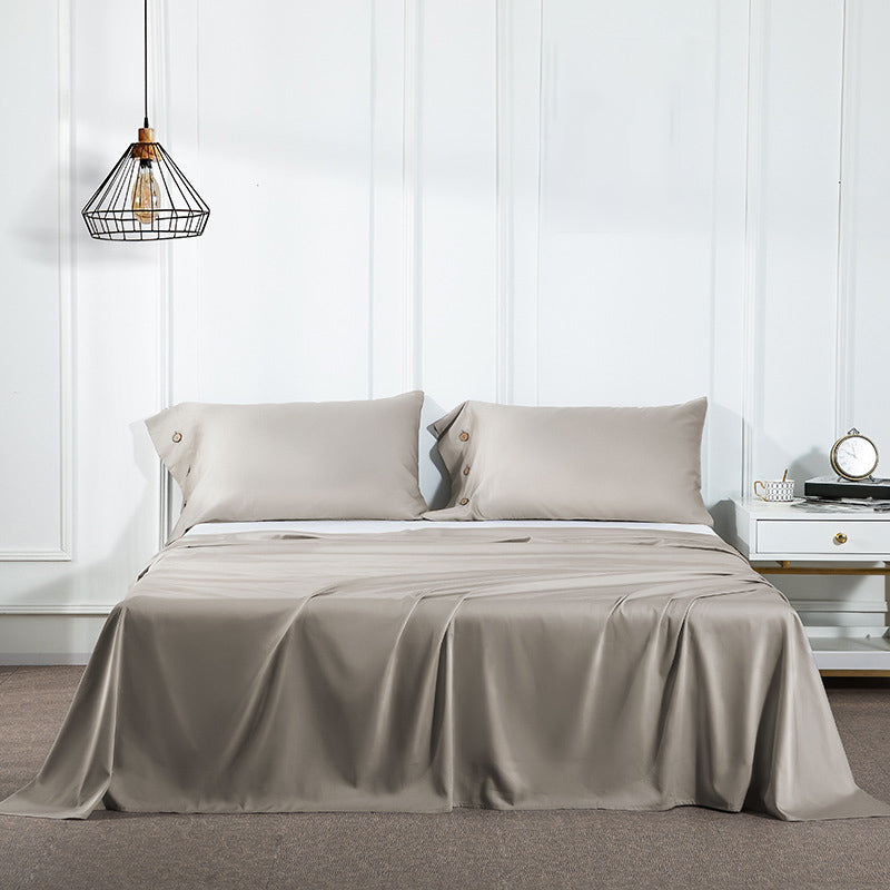 Cotton Soft Bed Sheet Solid Color Wrinkle Resistant Breathable Sheet Set