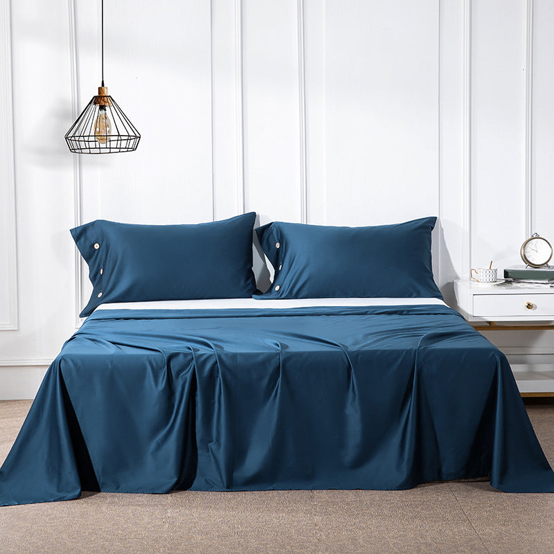 Cotton Soft Bed Sheet Solid Color Wrinkle Resistant Breathable Sheet Set