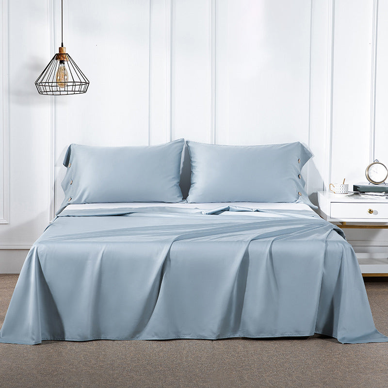 Cotton Soft Bed Sheet Solid Color Wrinkle Resistant Breathable Sheet Set