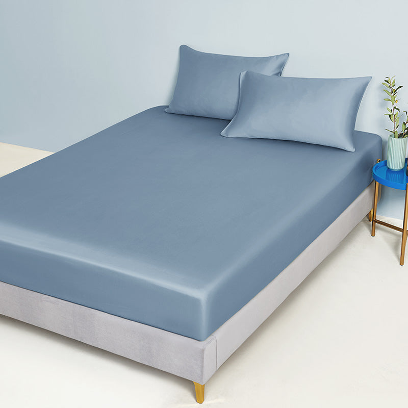 Bed Sheet Set Silk Solid Color Cooling Antimicrobial Breathable
