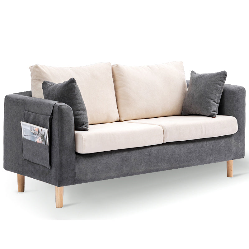 Modern Square Arm Standard Sofa Wooden Settee for Living Room