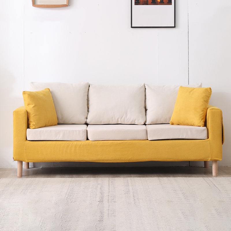 Modern Square Arm Standard Sofa Wooden Settee for Living Room