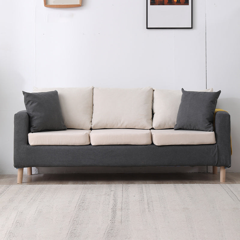 Modern Square Arm Standard Sofa Wooden Settee for Living Room