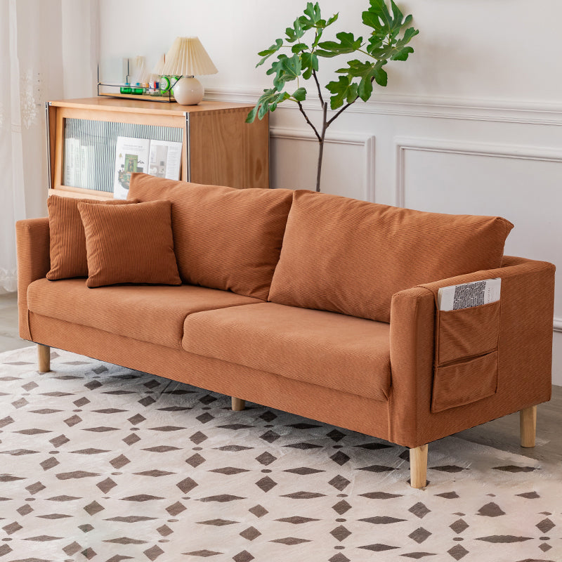 Contemporary Sofa with 2 Pillows Back and Storage in Solid Wood