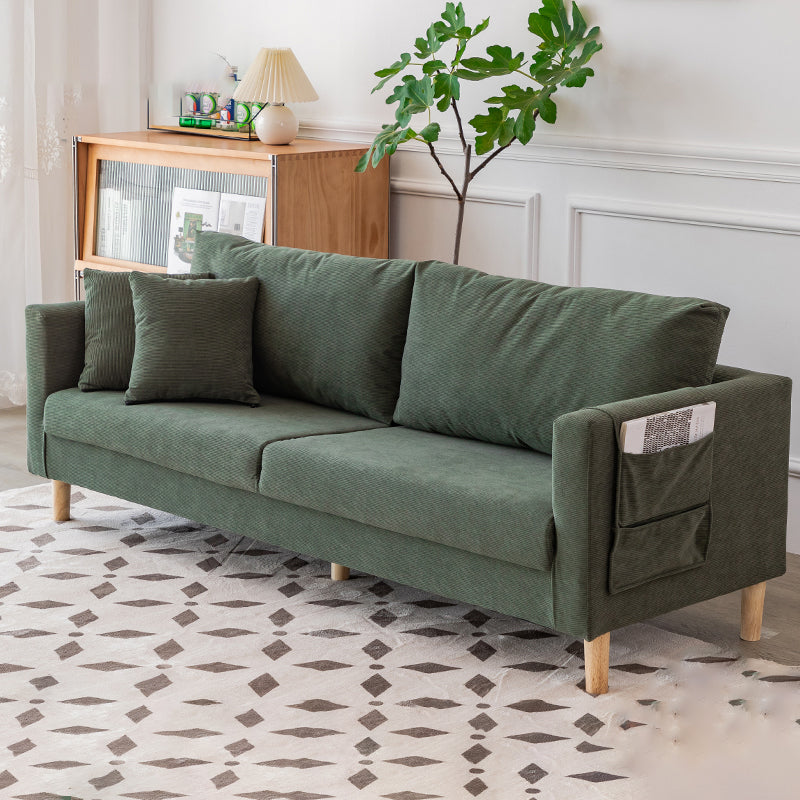 Contemporary Sofa with 2 Pillows Back and Storage in Solid Wood