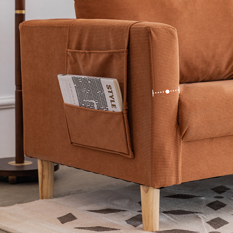 Contemporary Sofa with 2 Pillows Back and Storage in Solid Wood