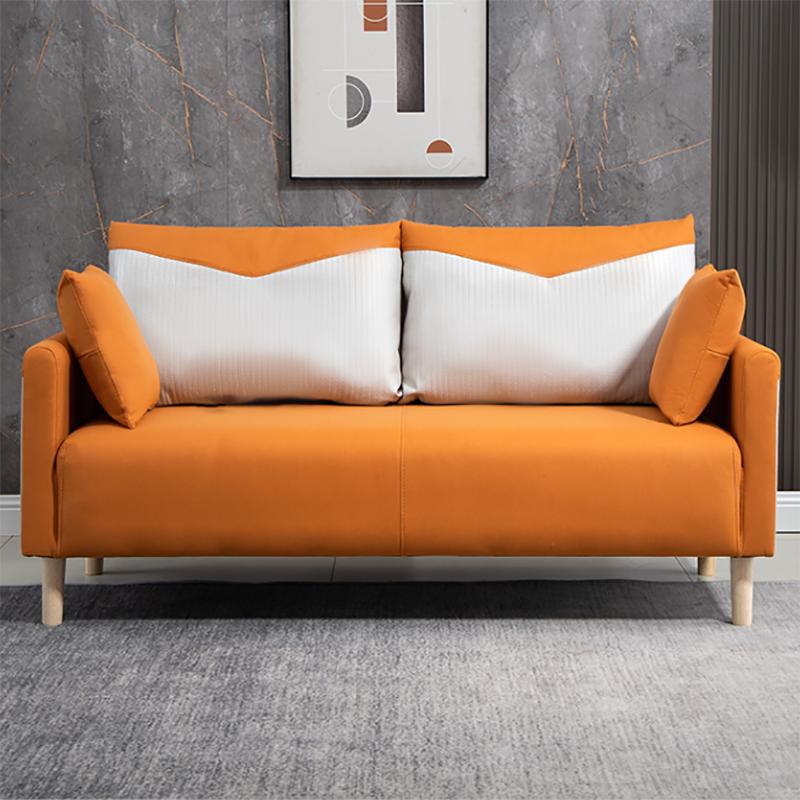Contemporary Sofa with 2 Pillows Square Arm Living Room Seating