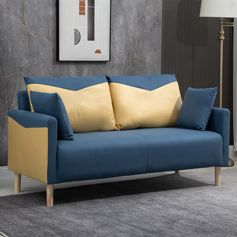 Contemporary Sofa with 2 Pillows Square Arm Living Room Seating