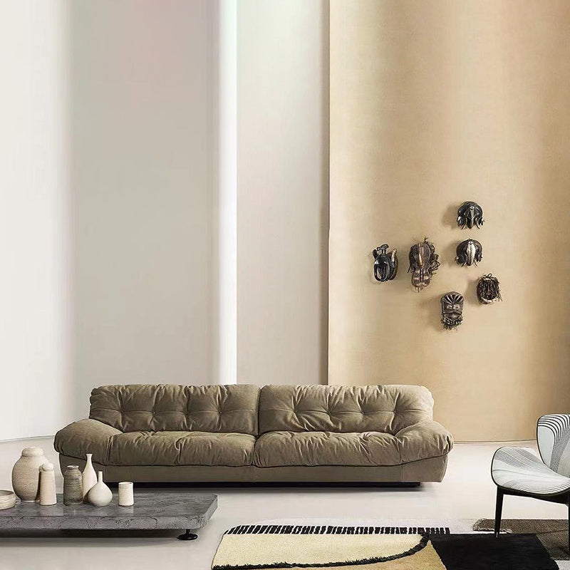 Armless Standard Sofa Tufted Split-Back Green Settee for Living Room