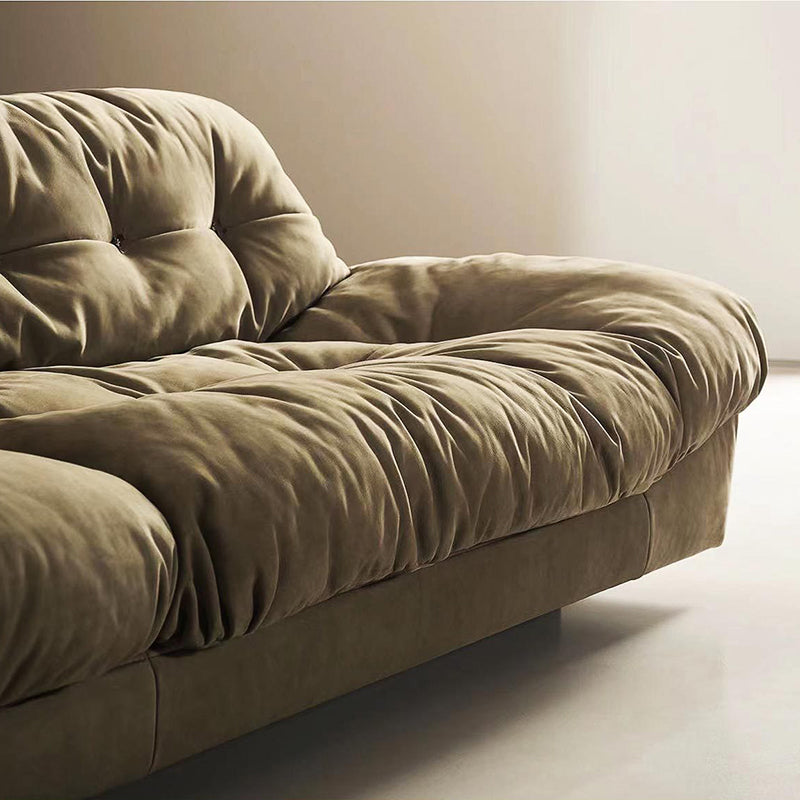 Armless Standard Sofa Tufted Split-Back Green Settee for Living Room