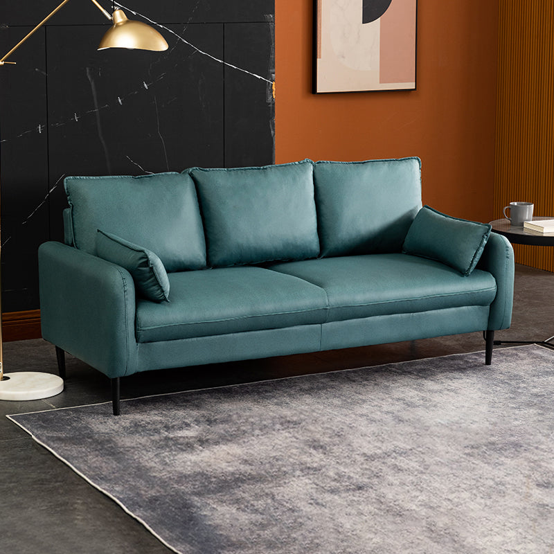 3-Seater Leather Square Arm Pillows Back Sofa for Living Room