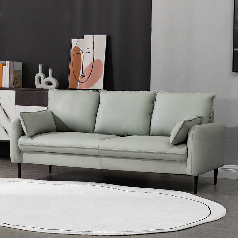 3-Seater Leather Square Arm Pillows Back Sofa for Living Room